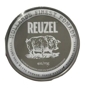 Reuzel Extreme Hold Matte Pomade 4 oz Tin Gray Strongest Hold Men's Grooming